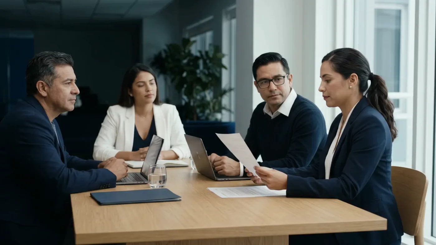 Illustrative business meeting scene